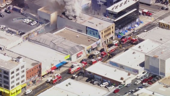 Roof collapses after large building fire in DTLA