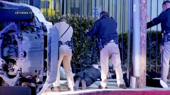 Pursuit of carjacking suspect ends with rollover crash in Sun Valley