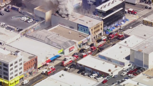 Roof collapses after large building fire in DTLA
