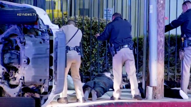 Pursuit of carjacking suspect ends with rollover crash in Sun Valley