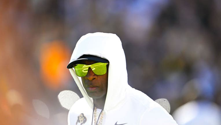 Head Coach Deion Sanders takes the field during warmups at Folsom Field on September 9, 2023 in Boulder, Colorado. (Photo by RJ Sangosti/MediaNews Group/The Denver Post via Getty Images)