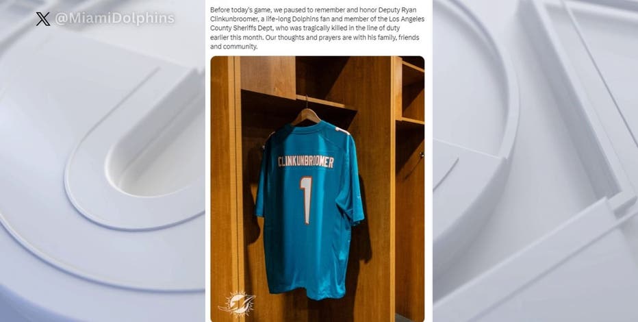 Miami Dolphins honor slain L.A. County Sheriff's Deputy Ryan Clinkunbroomer