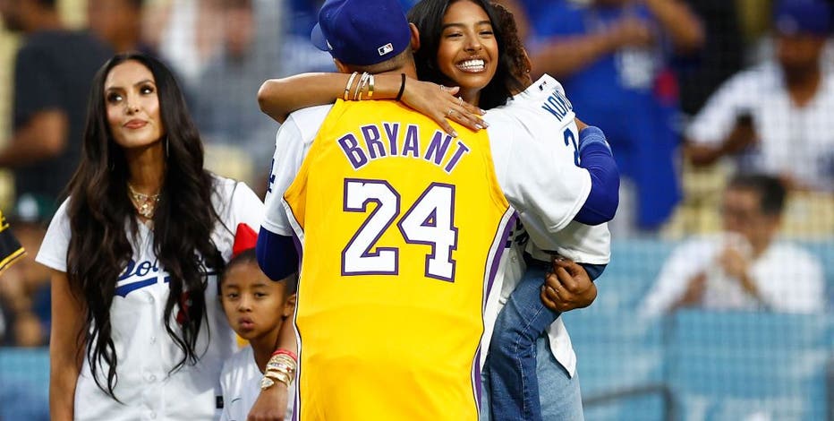 Kobe Bryant's daughter Natalia tosses first pitch on Lakers Night at