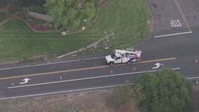 Utility pole crash closes Carbon Canyon Road in Brea