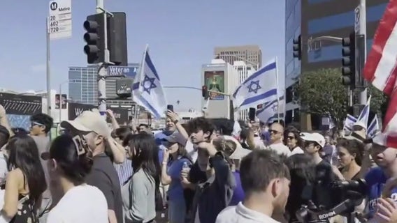 Support for Israel: LA's Jewish community holds vigil, protest over Hamas attacks