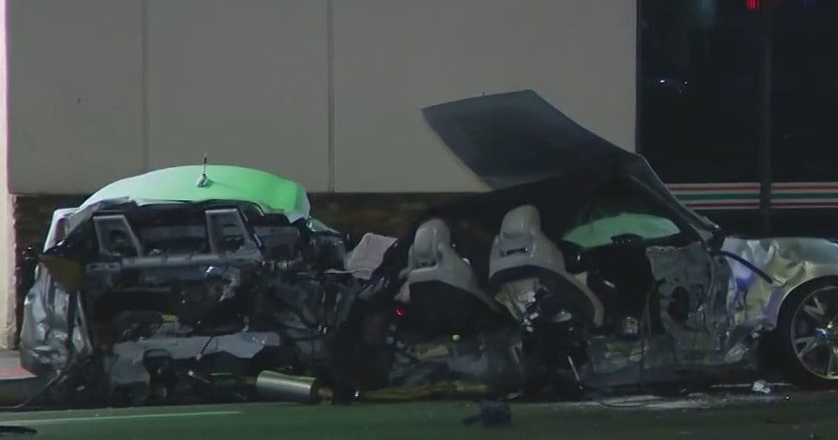 Pedestrian killed, car splits in half on PCH in Long Beach | FOX 11 Los ...