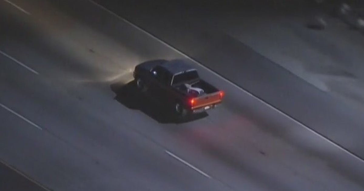 Police chase suspects ditch pickup truck with dog in downtown LA | FOX ...
