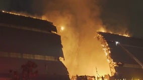 Tustin hangar fire: Blaze partially reignites, schools closed Monday