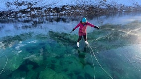 Watch: 'Wild ice' skaters find breathtaking 'ice window' in Alaska