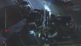 Dozen injured in 5-car crash in Exposition Park