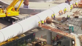 Space Shuttle Endeavour: Crews prep massive rocket motors for display at California Science Center