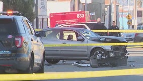 Mother killed, child critically injured in car crash near South LA bus stop on Thanksgiving day