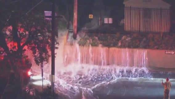 Redondo Beach neighborhood streets flooded by ruptured water tank pipe