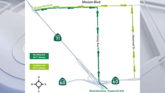 71 Freeway to close in Pomona for construction work