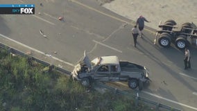 Pursuit ends in crash on 91 Freeway in Carson