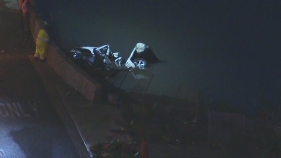 1 dead after car lands in Dominguez Channel following crash