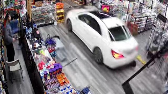 VIDEO: Car plows into Fullerton smoke shop, driver arrested