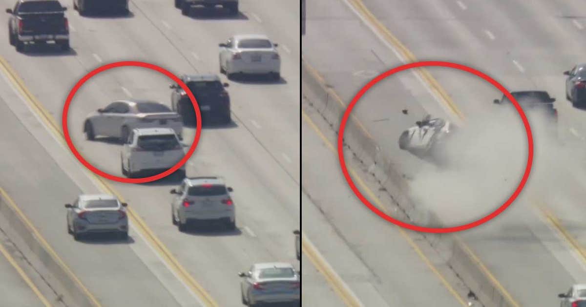 Car crashes after speeding from authorities on 405 Freeway | FOX 11 Los ...