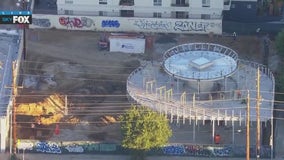 Tesla's new diner and drive-in theater in Hollywood under construction