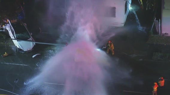 Mid-City crash knocks over power polls, shears hydrant