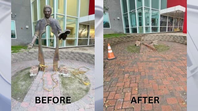 Lynwood-area high school has statue stolen from front of school days after attempted theft