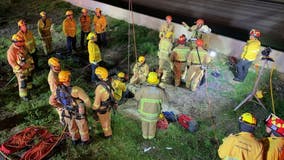 Crews end rescue attempt in storm drain off Pacoima freeway