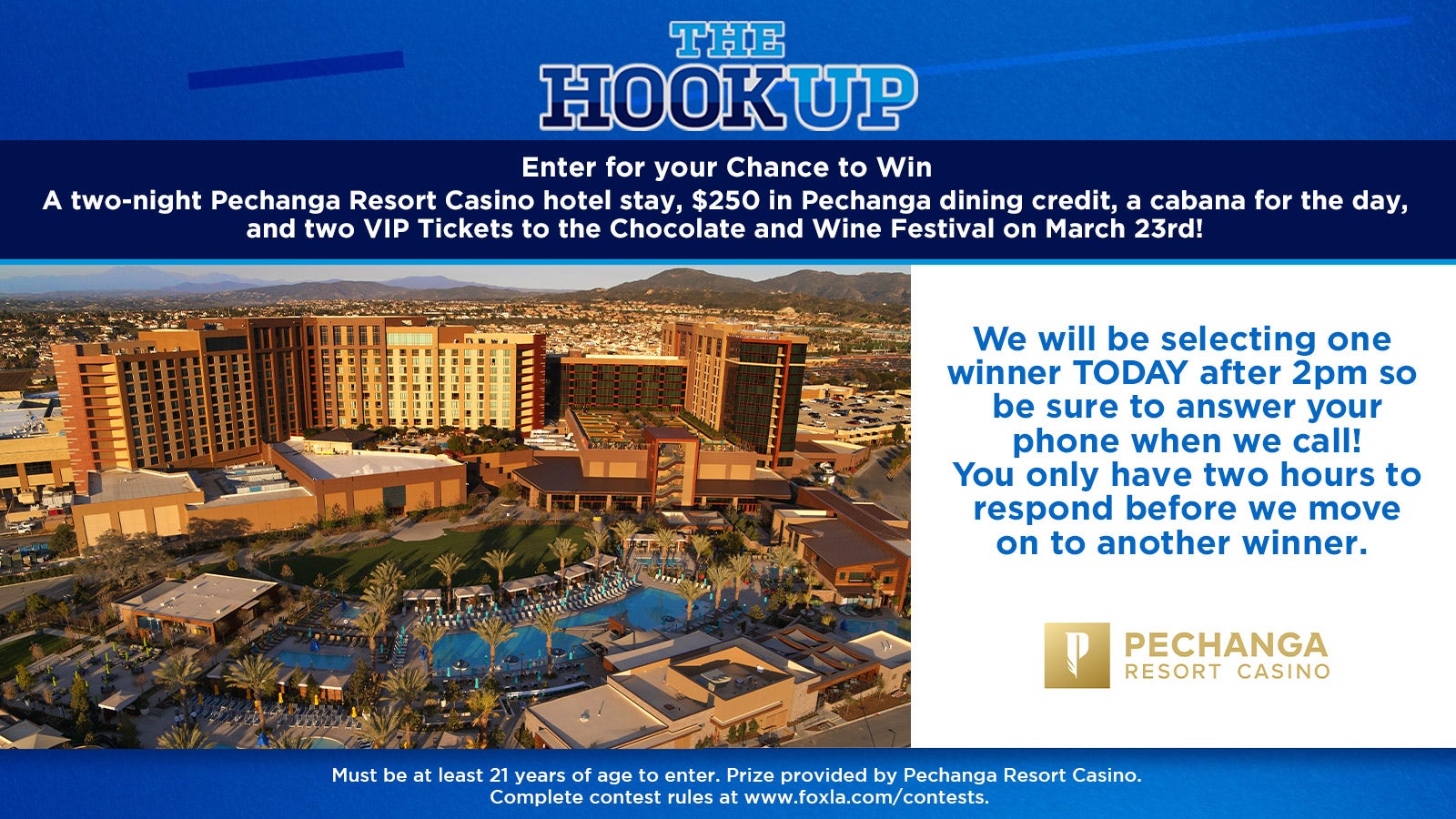 THE HOOKUP: 2-night Pechanga Resort stay, $250 in dining credit, 2 VIP tickets and more!