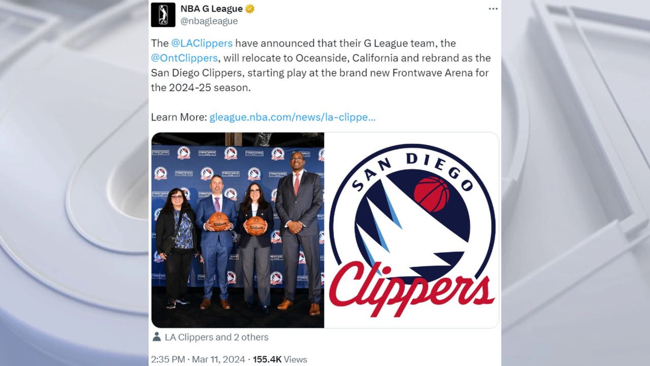 Clippers moving G League team to move to San Diego County