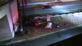 Car flips onto freeway in DTLA; 1 killed, 1 injured, driver arrested for DUI