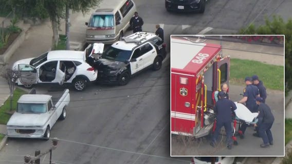 LAPD officer injured after driver 'intentionally' reverses, striking cruiser, police say