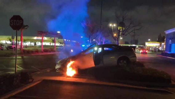 Strangers pull man having medical emergency from smoking car in Fountain Valley