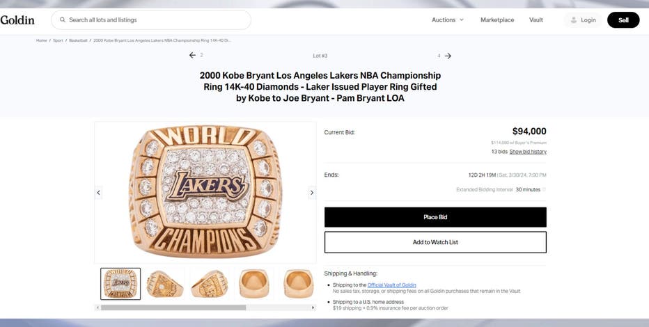 Kobe Bryant Had a 2000 NBA Championship Ring Made for His Father. Now It  Could Be Yours.