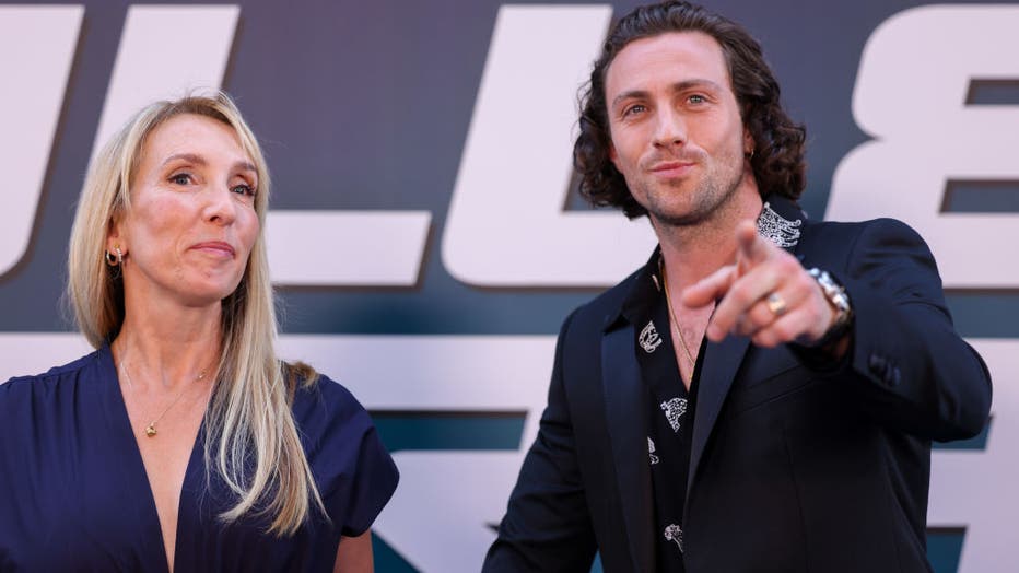 Sam Taylor-Johnson and Aaron Taylor-Johnson attend "Bullet Train" Premiere At Le Grand Rex on July 18, 2022 in Paris, France. (Photo by Pierre Suu/Getty Images)