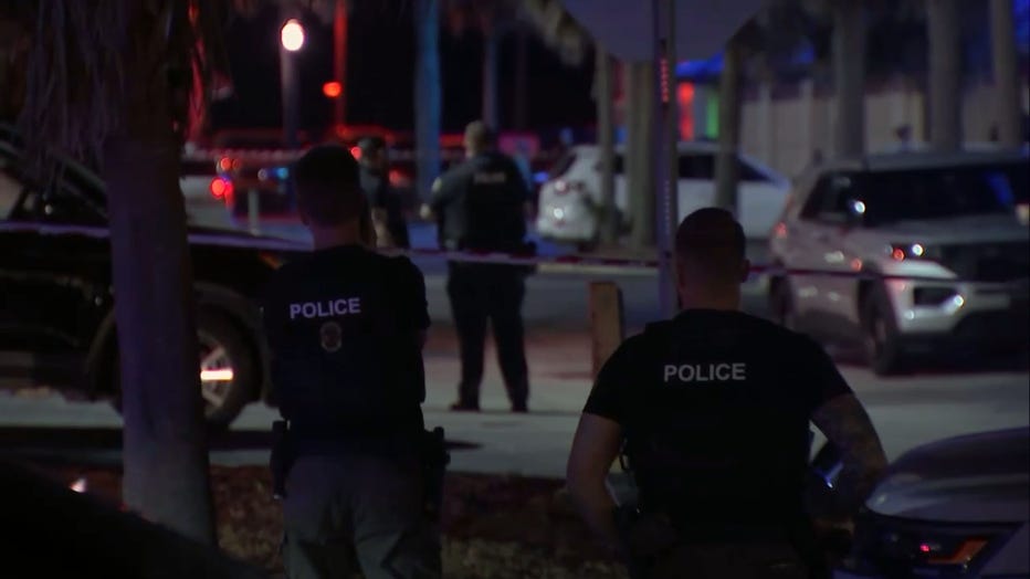 Officers are pictured at the scene on March 17, 2024, in Jacksonville Beach, Florida. (Credit: WFOX-TV)