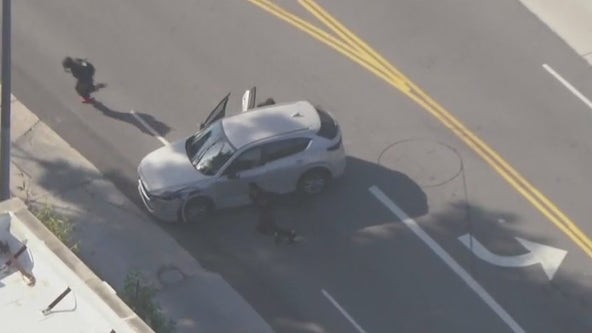 Possible shooting suspect leads police chase in LA; 2 in custody, 1 seen running towards nearby school
