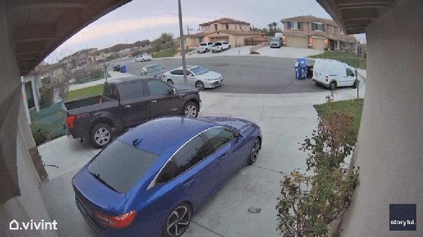 Doorbell camera captures moment car goes airborne into California home