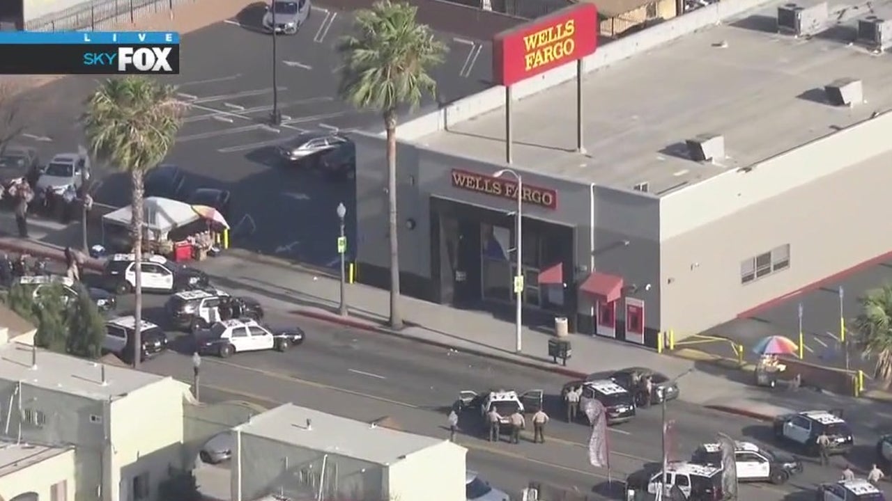 Heavy police presence at a Wells Fargo bank in South LA