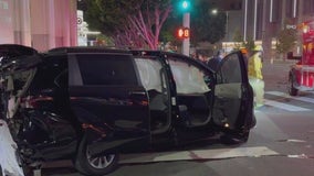 Man in stolen LAPD patrol SUV crashes into cars in DTLA