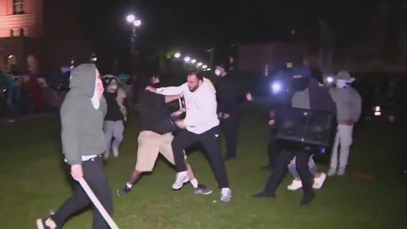 UCLA cancels classes after night of violence at pro-Palestinian encampment