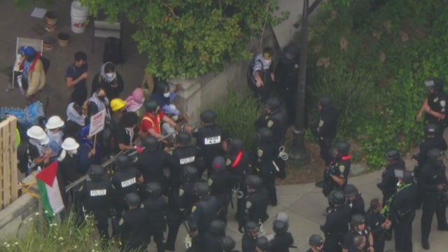 UCLA pro-Palestine protesters clash with police as chancellor testifies before Congress