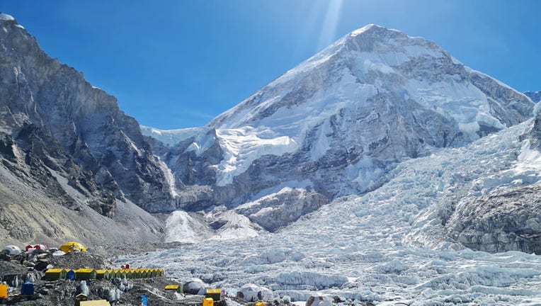 FILE - Tents of mountaineers are pictured at Everest base camp in the Mount Everest region of Solukhumbu district on April 18, 2024. (Photo by PURNIMA SHRESTHA/AFP via Getty Images)