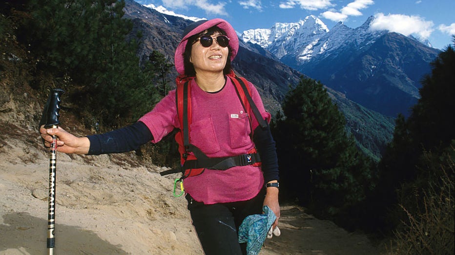 FILE - Junko Tabei, from Japan, was the first woman to reach the summit of Everest on May 16, 1975, at the age of 35. (Photo by John van Hasselt/Corbis via Getty Images)