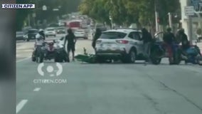 Security guard mobbed by bikers after crash in East Hollywood