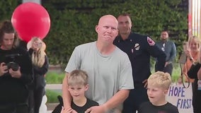 California firefighters celebrate one of their own becoming cancer-free