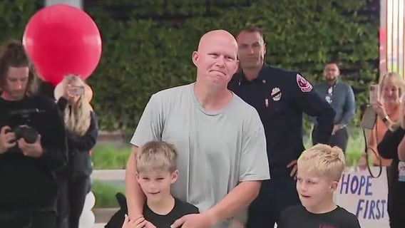 California firefighters celebrate one of their own becoming cancer-free