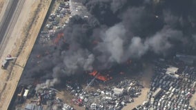 Massive junkyard fire erupts in Lancaster, thousands of vehicles burned