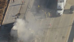 Big rig fire snarls traffic on 15 Freeway in San Bernardino