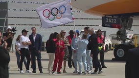 Official Olympic flag arrives in LA ahead of 2028 games