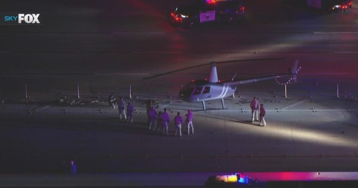 Helicopter lands on 110 Freeway in South LA | FOX 11 Los Angeles