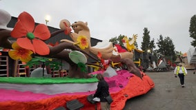 Rose Parade floats go for test drive in Azusa